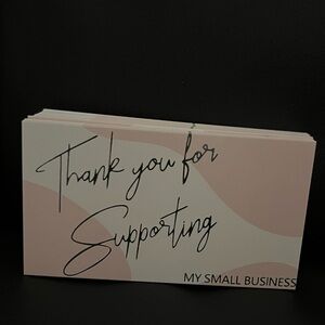 Thank You For Supporting My Small Business Cards 50 Piece Pink white NEW